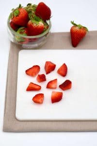 Fraises en petits morceaux